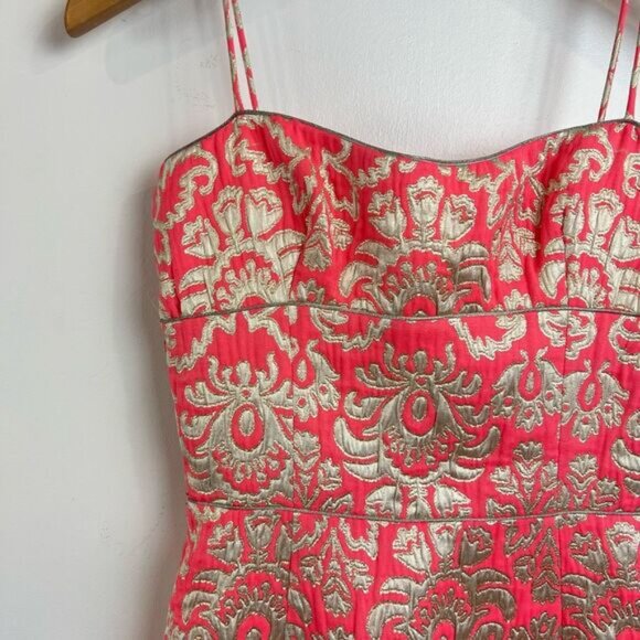 Vintage David Meister Women’s 4 Pink & Gold Cocktail Mini Dress Spaghetti Strap - Picture 13 of 13